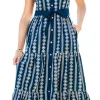 Isabella Floral Embroidered Smocked Maxi Dress
